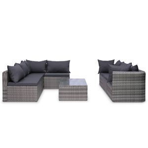 Set da salotto in Poly Rattan grigio 8 pezzi con cuscini mobili da esterno - Product Image 3