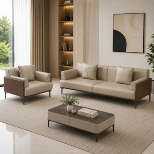 INTELLIGENTIA WOODS Ensemble de canapés et fauteuils d'appoint modernes de luxe scandinaves en tissu écologique pour salon - Product Image 1