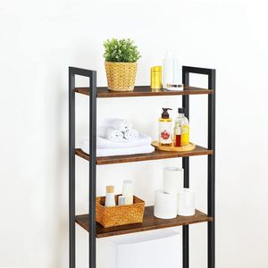 Scaffale angolare a 3 livelli per WC, organizer da bagno autoportante, marrone rustico - Product Image 5