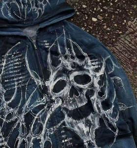 Sweat à Capuche Zippé Décontracté Homme 100% Coton à Manches Longues Imprimé Chrome Hearts, Version Hiver Chrome - Vente en Gros - Product Image 4