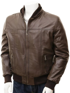 แจ็คเก็ตหนังแท้สีน้ำตาลสำหรับผู้ชาย นักขี่มอเตอร์ไซค์ นักแข่งรถ สไตล์วินเทจ มีทุกขนาด พร้อมโลโก้และป้ายสั่งทำพิเศษ - Product Image 1