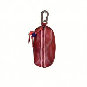 Premium leather compact key holder with durable zipper and premium craftsmanship luxury leather key organizer zipper key <b>wallets</b> - Product Image 1
