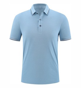 Camiseta Polo de Trabajo con Cuello a Rayas de Seda de Hielo y Logotipo Personalizado OEM, Camiseta Polo de Manga Corta de Algodón para Hombre - Product Image 3