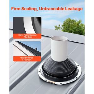 2 pz stivali lampeggianti EDPM neri ad alta temperatura per 6 \ "-11 \" tubi di scarico in metallo tubo del tetto adatto - Product Image 4