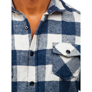 Men's Blue White <b>Plaid</b> Flannel <b>Shirt</b> Long Sleeve Casual Checkered Button Down Turn down Collar 100% Cotton Breathable Autumn Wea - Product Image 6