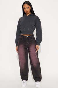 Sudadera con capucha corta personalizada con efecto acid wash para mujer, ajuste slim, estilo casual urbano, proveedor mayorista - Product Image 4