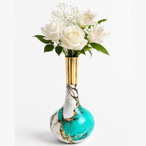 Vase à fleurs en métal antique vintage |   Vase décoratif avec poignée en forme de renne pour la maison, le jardin, les fêtes, centre de table, pièce d'appoint - Product Image 3