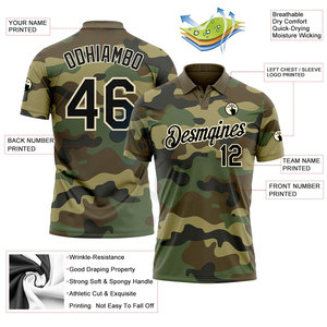 Polo de golf personnalisé camouflage noir-crème, respirant et anti-humidité, pour l'entraînement de golf et les tenues décontractées - Product Image 3