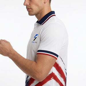 Polo de Manga Corta Blanco para Hombre con Estampado de Bandera Americana, Diseño Deportivo, Corte Regular, Transpirable, Poliéster - Product Image 4