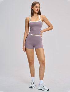 Conjuntos deportivos de dos piezas para mujer, top deportivo y shorts de cintura alta que realzan los glúteos, ropa deportiva para gimnasio, yoga y actividades físicas. - Product Image 3