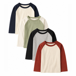 Camiseta Raglán Personalizada para Niño, 100% Algodón, Manga Larga, Estilo Béisbol, Suave, Informal, Unisex, con Mangas en Contraste, OEM, ODM, Venta al Por Mayor - Product Image 1