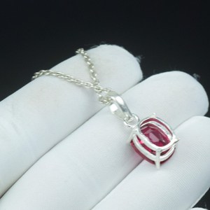 Collier Minimaliste Bohème en Argent Sterling 925 avec Pendentif Coussin Rubis Rouge, Bijou en Pierre Précieuse Vintage - Product Image 6
