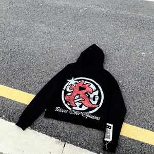 Sudadera con Capucha Unisex de Lujo Personalizada, 400GSM, Lavado Ácido, Efecto Desgastado, 100% Algodón, Sin Cordón, con Bolsillo y Diseño Gráfico - Product Image 5