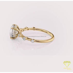 Round Cut Moissanite Diamond Solitaire Engagement <b>Ring</b> in 14K Yellow Gold <b>Dainty</b> Promise Wedding <b>Ring</b> for Women Fine Jewelry - Product Image 4