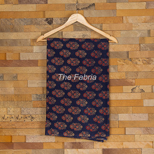 <b>Small</b> Floral Ajrakh Hand Block Printed Cotton Fabric for Dresses Suits Sarongs Scarves Home Decor Crafts <b>Bags</b> Curtains & Covers - Product Image 1