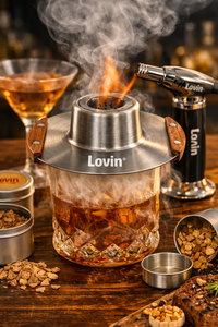 Lovin Disposable Eco-Friendly Stainless Steel Cocktail Smoker with Wood Handles Durable <b>Bar</b> <b>Tool</b> for Whiskey Red Wine Cocktails - Product Image 5