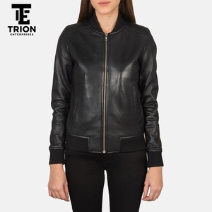 Chaqueta de Cuero Genuino para Mujer de Primera Calidad con el Mejor Diseño, Personalizable, de Color Sólido, Nuevo Estilo - Product Image 5
