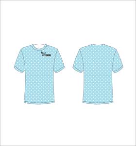 T-shirt à manches courtes pour homme, bleu clair à pois, coupe classique, col rond, vêtement décontracté, design imprimé, logo sur le devant - Product Image 1