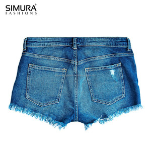 Shorts en jean déchirés taille haute pour femme SIMURA, style décontracté d'été, en coton délavé vintage - Product Image 5