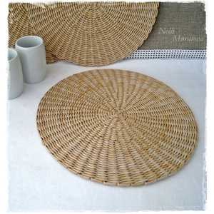 Wholesale Round Rattan Charger <b>Plate</b> Handwoven Wicker Table <b>Mats</b> Eco-Friendly Bulk Boho Placemats For Wedding Event & Restaurant - Product Image 5