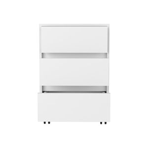 White Finish Three-<b>Drawers</b> Bang Filing Cabinet <b>with</b> <b>Roller</b> Blade Glide - Product Image 6