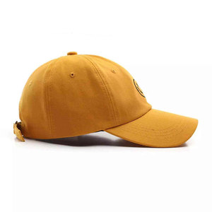 Customized Yellow Unisex Baseball Cap Smile Embroidery 6-Panel Adjustable Cotton Canvas Breathable <b>Waterproof</b> Casual Style Front - Product Image 2