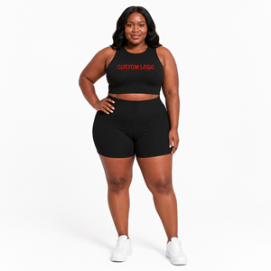 Ensemble de vêtements de sport grande taille pour femme : soutien-gorge de yoga, débardeur et short de fitness, 2 pièces, collection 2026 - Product Image 2