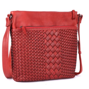New Arrival Women's Genuine Leather Cross Body Bag Diamond Lattice Pattern Zipper Closure <b>Red</b> Daily Use <b>Handbag</b> From India - Product Image 5