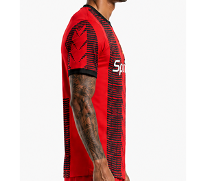 Camiseta de Fútbol para Hombre Sprint, Roja y Negra a Rayas, Cuello Redondo, Manga Corta, Poliéster que Absorbe la Humedad - Product Image 5
