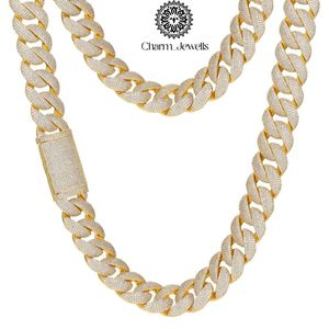 สร้อยคอผู้ชาย Charm Jewells ประดับโมอิสซาไนต์ ชุบทอง 14K แบบโซ่เชื่อม สไตล์ฮิปฮอป ทรงเหลี่ยมเจียระไน ประดับเพชรเม็ดเล็กๆ ได้รับการรับรองจาก IGI เหมาะสำหรับงานปาร์ตี้ - Product Image 5