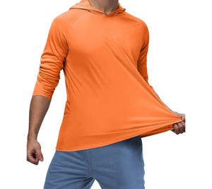 เสื้อฮู้ดผู้ชายสีส้ม แขนยาว แห้งเร็ว ป้องกันรังสียูวี ผ้าเฟรนช์เทอร์รี่ถัก สวมใส่สบาย ฤดูหนาว สีพื้น โพลีเอสเตอร์ ขายส่ง - Product Image 3