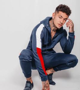 Conjunto de chándal deportivo de compresión de primavera para hombre de talla grande personalizado 100% algodón secado rápido transpirable bloque Color pulóver Sudadera con capucha - Product Image 5