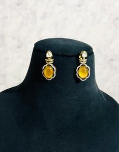 Conjunto de Collar Gargantilla con Piedra Ovalada Amarilla y Pendientes a Juego Chapados en Oro, Joyería de Moda para Mujer, para Bodas y Fiestas - Product Image 2