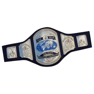 Cinturón de Campeonato de Lucha Libre Personalizado para Equipos de Seis Personas, Diseño Premium con Detalles en Azul y Plateado - Product Image 6