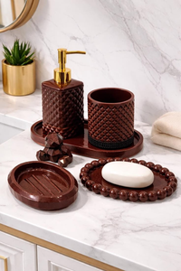 Accessoires de salle de bain en résine nacre faits à la main, ensembles de salle de bain pour la maison, l'hôtel, le restaurant, ensemble de salle de bain en provenance d'Inde - Product Image 6