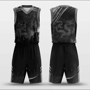 Meilleurs maillots de basketball d'hiver respirants pour hommes, uniforme de basketball à manches trois quarts, 2 pièces, gilet et short, sublimation dégradée - Product Image 3