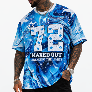 Camiseta de Fútbol Americano con Diseño de Mármol Azul Personalizada al por Mayor, Unisex, Ropa Urbana, Moda de Verano, Suministro al por Mayor OEM, EE. UU. - Product Image 6