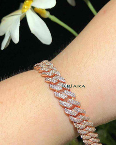 Bracelet chaîne en moissanite plaqué or rose S925, coupe ronde brillante, micro-pavé, bracelet à maillons de luxe unisexe - Product Image 3