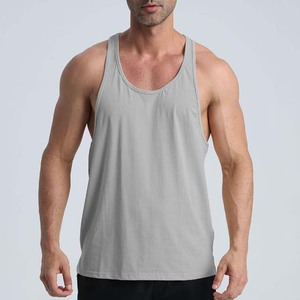 Men's Solid Color Cotton Tank Top O-Neck Casual Sleeveless Knitted Plain Dyed Beige - Product Image 6