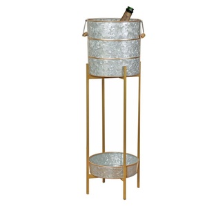 Seau à boissons rond en métal de haute qualité, refroidisseur à vin en acier, seau à glace pour fête avec support et poignées, au prix le plus bas - Product Image 3