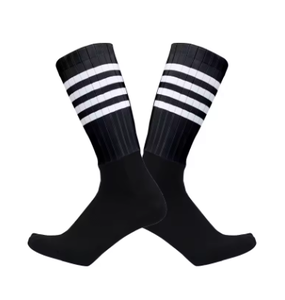 Black Crew <b>Socks</b> with <b>White</b> Stripes Breathable Anti-Slip All Seasons Outdoor Sports - Product Image 4