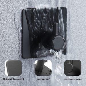 Heavy Duty Waterproof Stainless Steel Adhesive Hooks for <b>Wall</b> and Door-Bathroom Towel and <b>Clothes</b> Hanging Squre Black Hook - Product Image 4