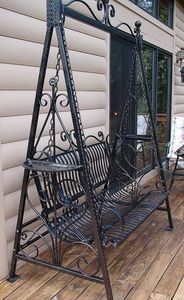 Fauteuil suspendu moderne en tissu pour l'extérieur, deux places, design panier suspendu avec coussin à séchage rapide - Product Image 4