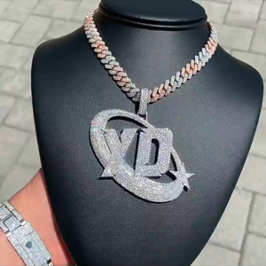 Pendentif Lettre YD avec Strass en Cristal Plaqué Or Rose, Bijou Hip-Hop pour Homme, Cadeau - Product Image 2