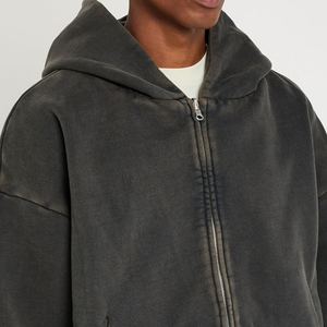 OEM Men's Heavyweight Acid Wash <b>Zip</b> Hoodie Soft Comfortable Street Fashion Tracksuit Bulk Production Premium Quality - Product Image 5