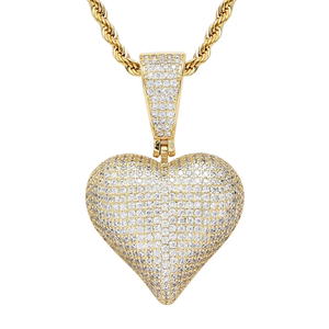 Hip Hop Rhinestone Men Necklace Heart Pendant Chain Iced Out Love Shape Charm Gold <b>Silver</b> Bling Cuban Link <b>Choker</b> Mens Jewelry - Product Image 4