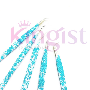 Beauty Parlor Saloon <b>Set</b> 2 Pieces Eyebrow Eyelash Extension Tweezers Customized Color Serrated Tip A+ Grade - Product Image 4