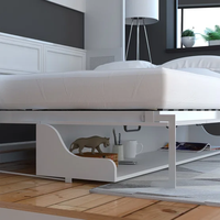 Pindel Handicraft Bureau-lit multifonction réglable avec armoire dissimulée |   Lit mural pliable blanc |   Design moderne et peu encombrant |