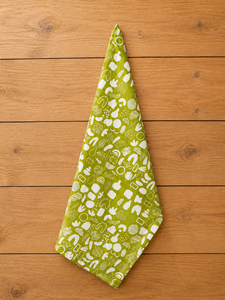Paño de Cocina con Estampado Abstracto Verde Oliva |   Paño de Cocina con Diseño Moderno |   Paño de Cocina de Algodón |   Textiles Decorativos para el Hogar - Product Image 2