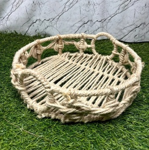 Meilleur prix pour un plateau décoratif en rotin tissé à la main, style bohème, artisanat en bambou et rotin, fabrication indienne, prix de gros. - Product Image 4